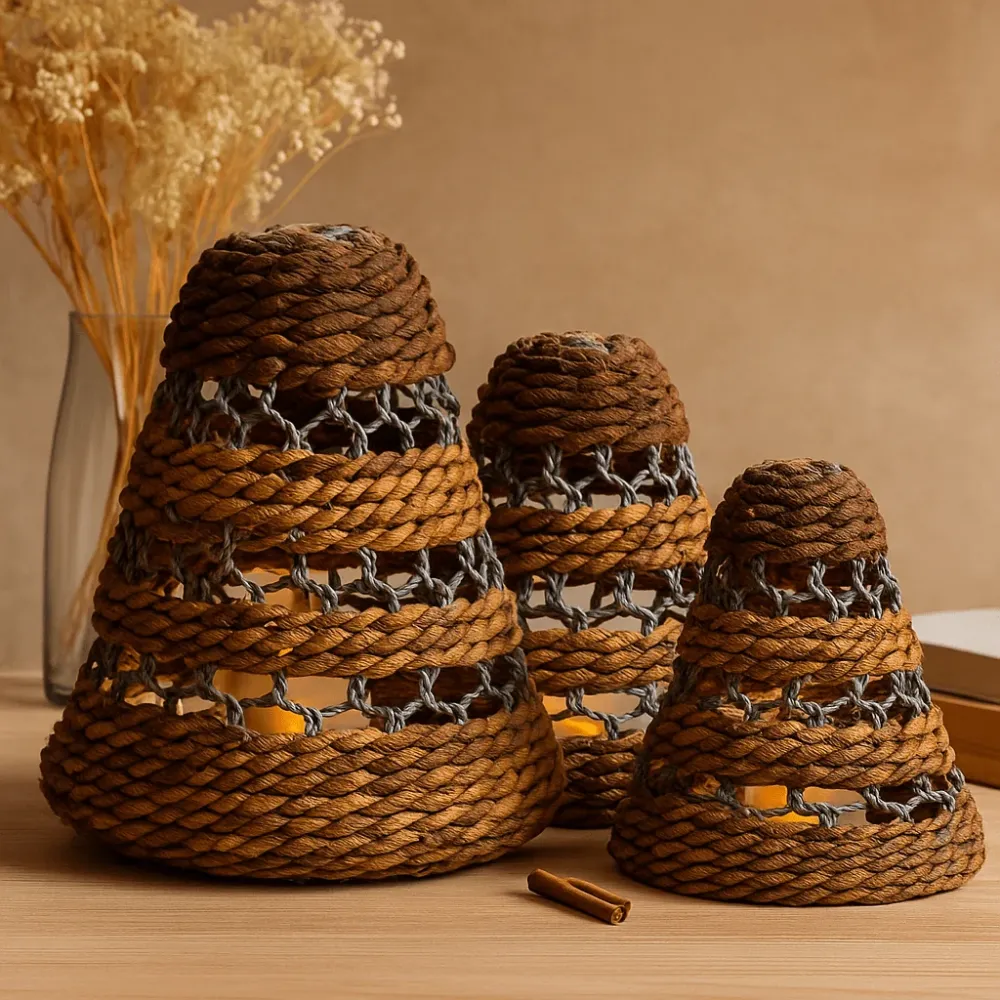 Abažuri Boho Banana List Rafia Set od 3 komada