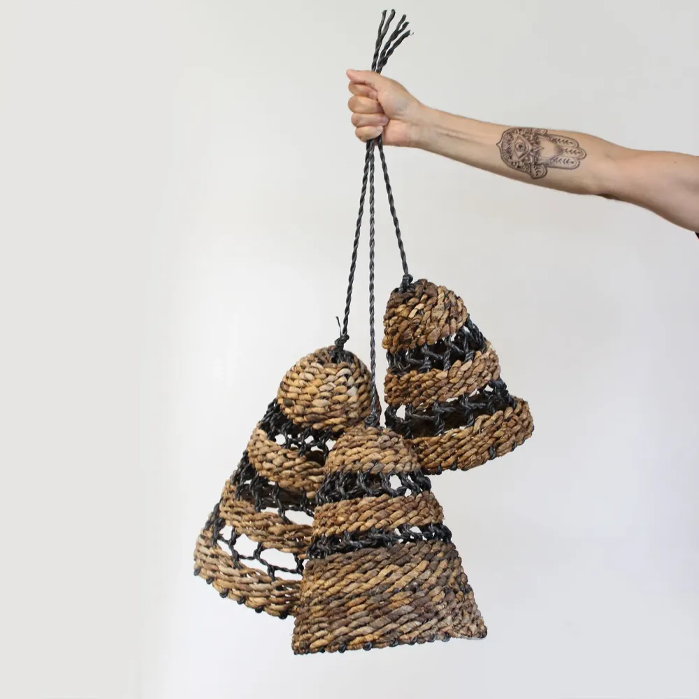Abažuri Boho Banana List Rafia Set od 3 komada