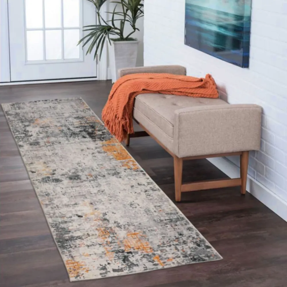 Decomall sivi tepih apstraktnog stila za unutarnju upotrebu 80x300 cm