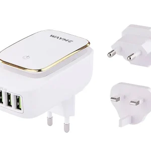 WAYME kućni punjač 4x USB 4.4A, s LED osvjetljenjem + adapteri - priključci za EU, UK i USA utičnice