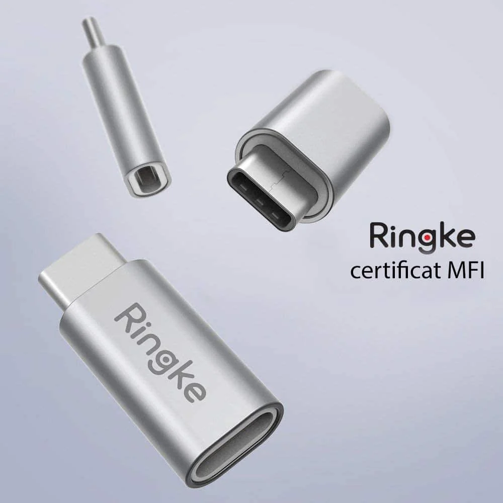 Ringke - Premium adapter MFI (Made iPhone) Fast Charge - Lightning To Type-C - sivi
