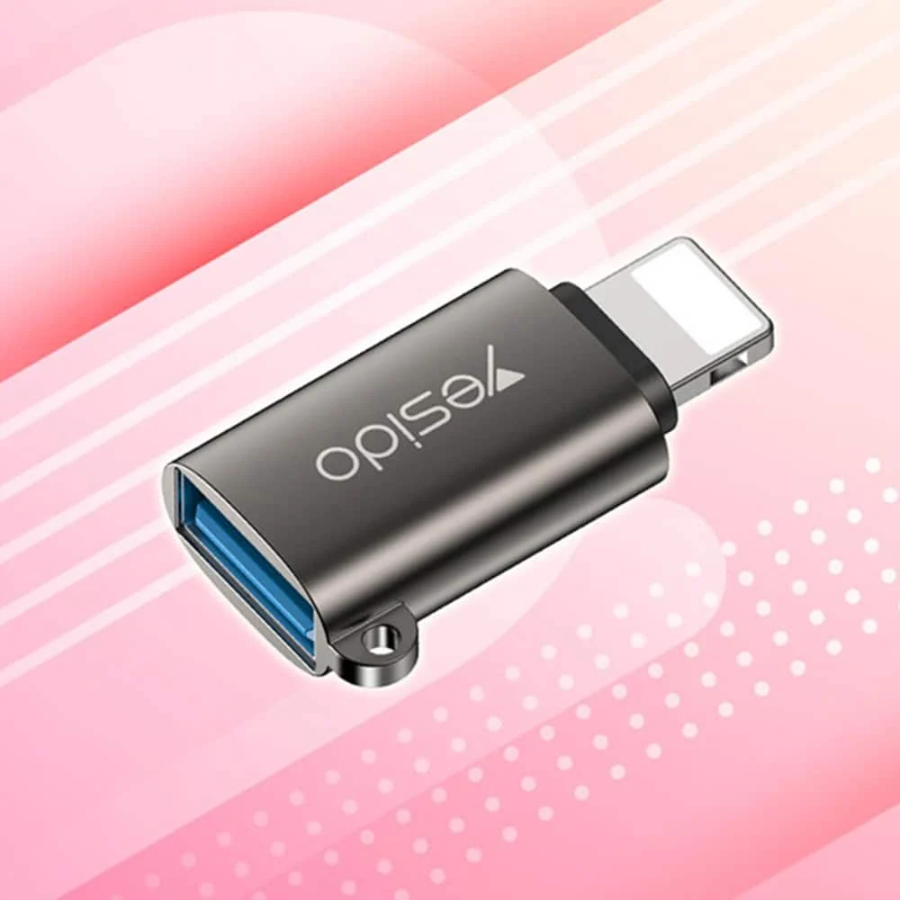 Yesido - OTG adapter (GS14) - USB 2.0 na Lightning- Plug & Play- 480 Mbps - crni