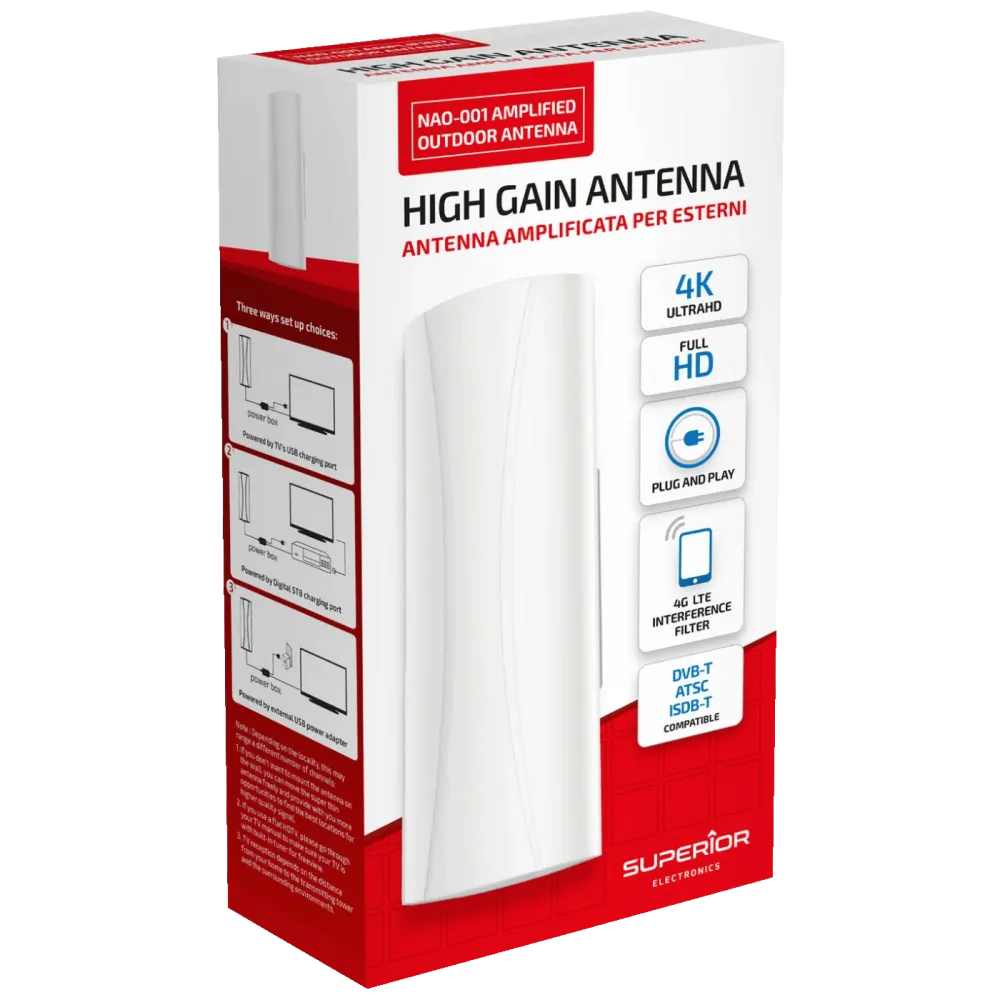Superior Antena sa pojačalom, HD/Full HD/Ultra HD DVB-T2, outdoor - NAO001