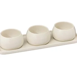 Nora aperitiv set 4/1 – stoneware zdjelice warm white, Atmosphera