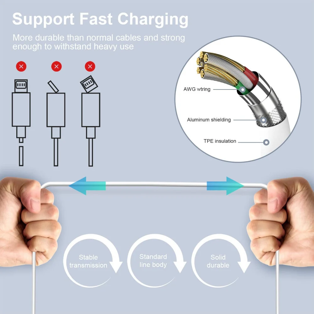 Apple iPhone Punjački Kabel s MFi Certifikatom - Lightning - USB, 3 m, Bijeli