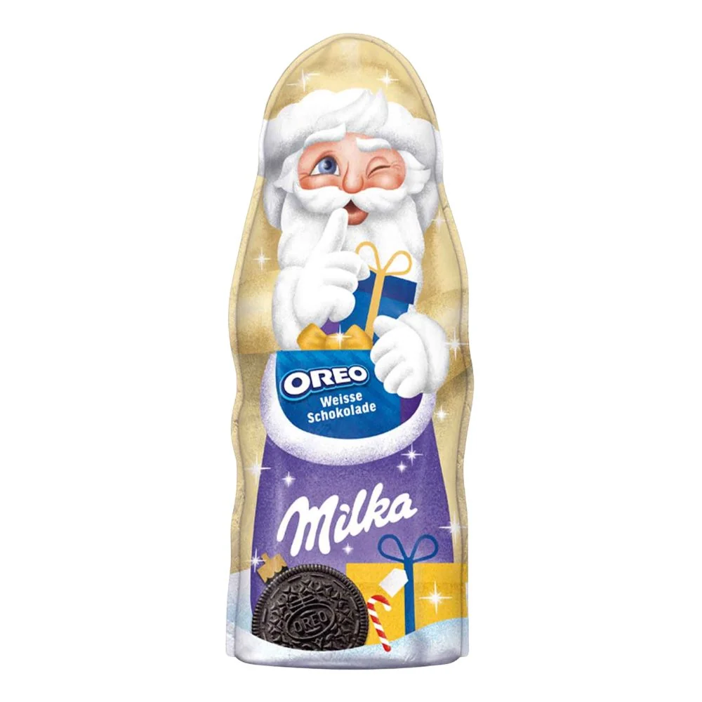 Milka Chocolate Santa Claus Oreo White Choco, bijela čokolada i komadići kakaovog keksa od 95g