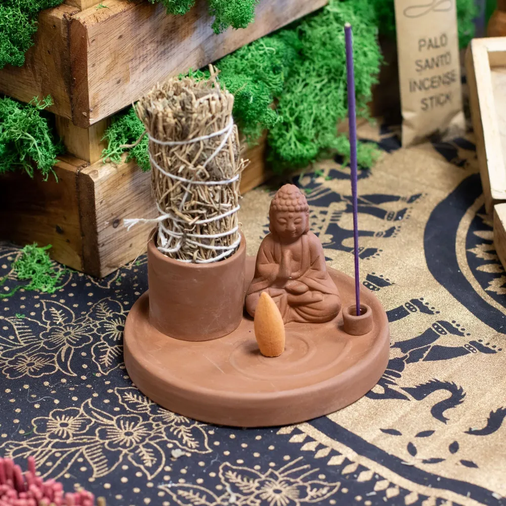 Višenamjenska ploč za tamjan Buddha – prirodni stil terakote