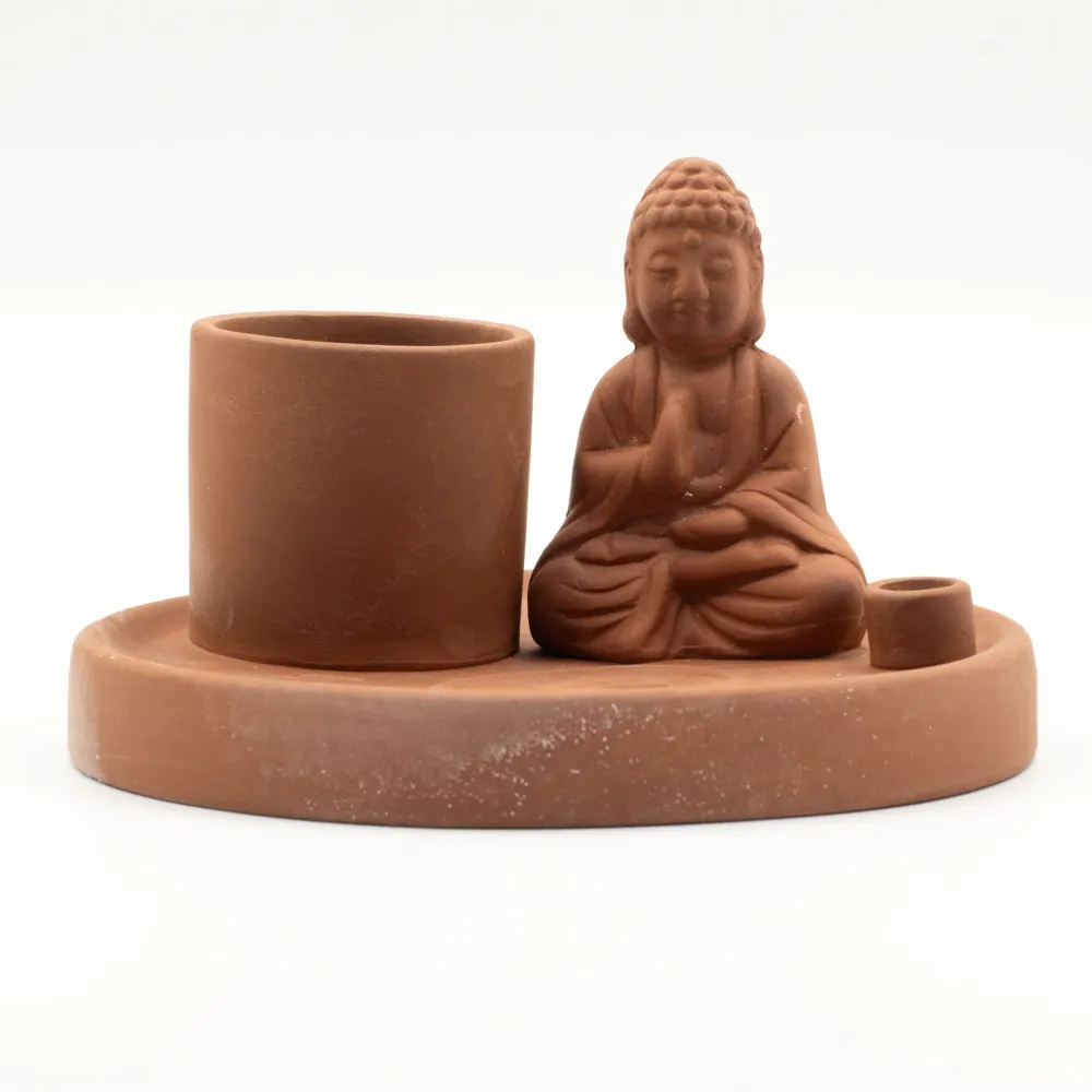 Višenamjenska ploč za tamjan Buddha – prirodni stil terakote