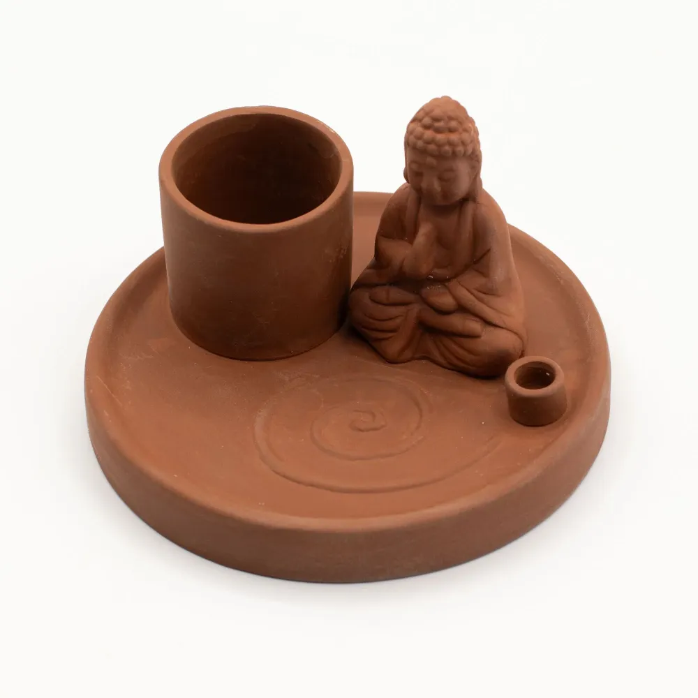 Višenamjenska ploč za tamjan Buddha – prirodni stil terakote