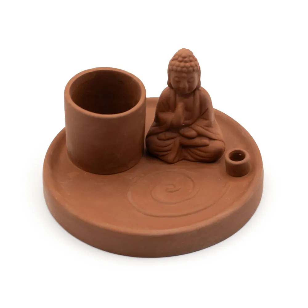 Višenamjenska ploč za tamjan Buddha – prirodni stil terakote