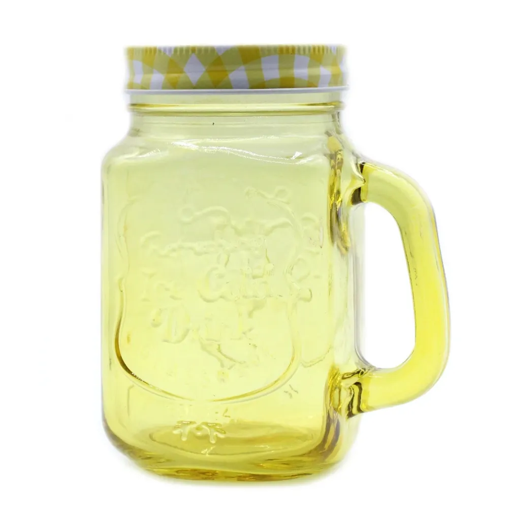 Staklenka s poklopcem 450ml žuta