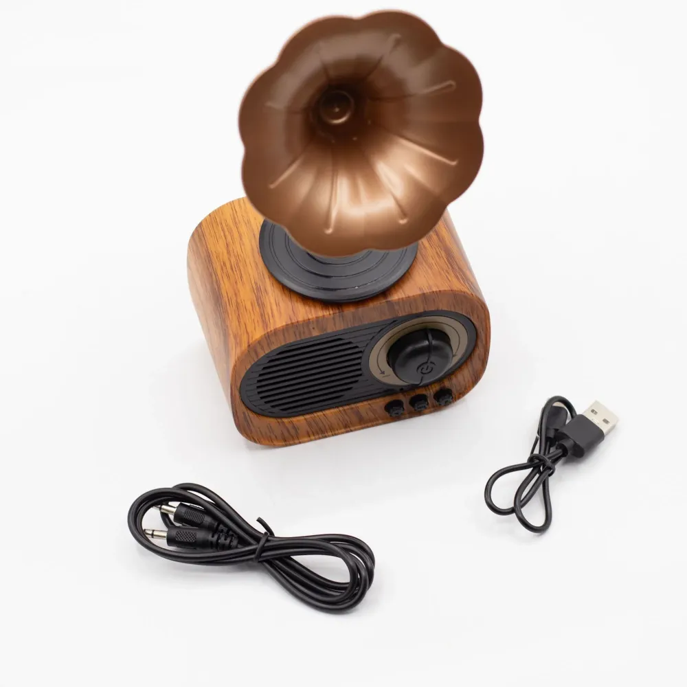 Retro mini gramofonski zvučnik – Bluetooth i FM radio – 5 vata x 1