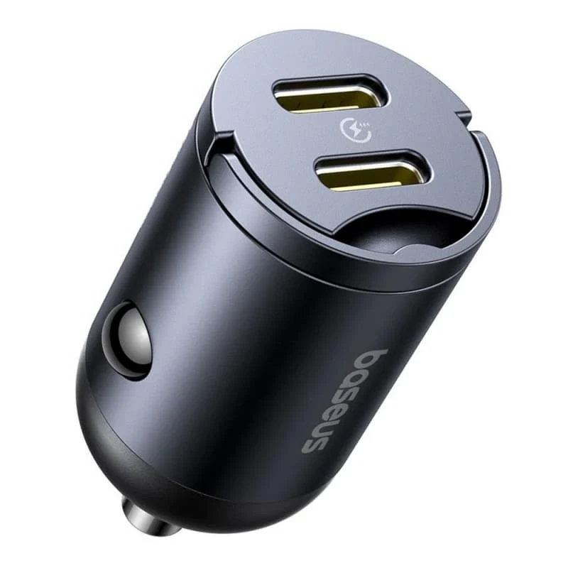 Auto punjač Baseus Tiny Star 30W 3A 2 x USB-C crni