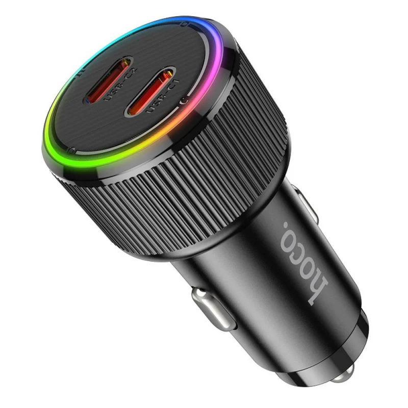 Auto punjač Hoco NZ14B 50W 3A 2 x USB-C crni