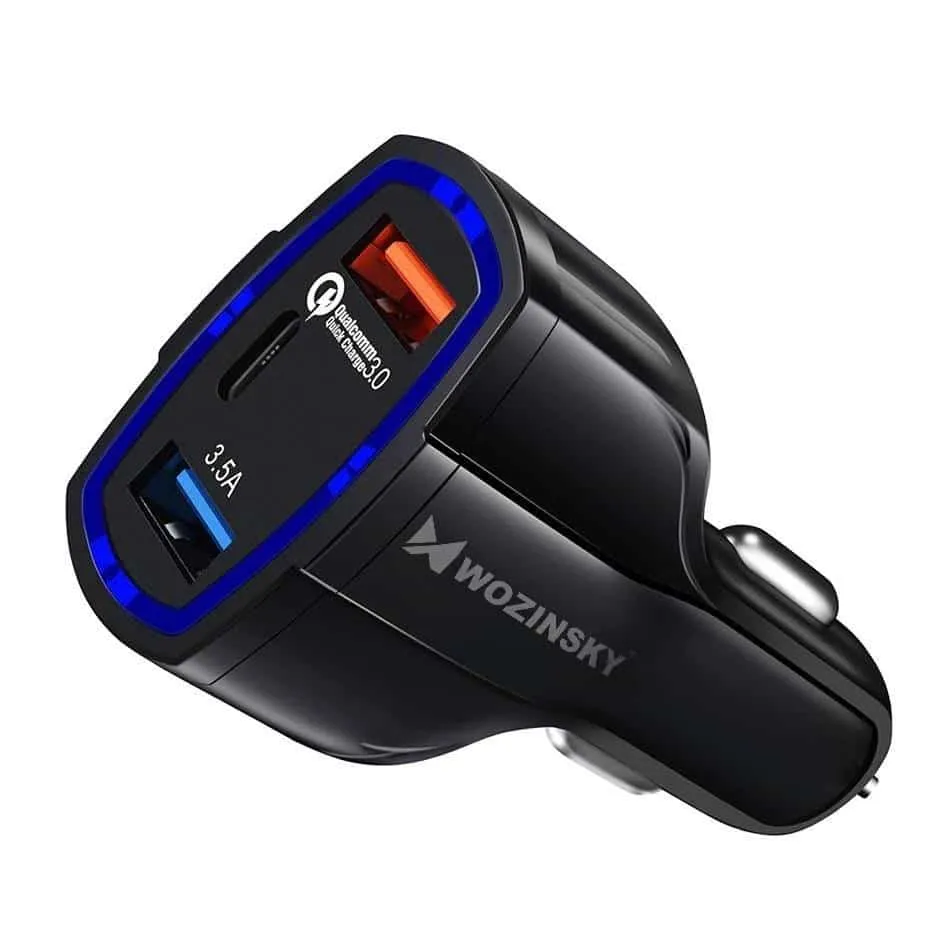 Auto punjač Quick Charge 3.0 / 2 x USB + USB Type-C izlazi 7A