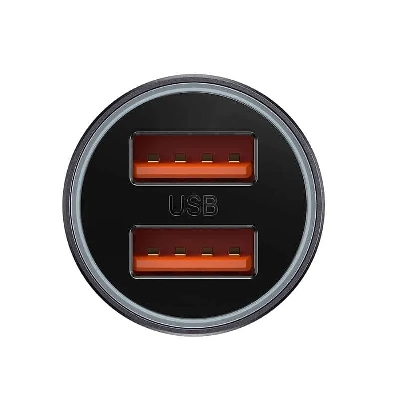 Baseus Golden Contactor Max auto punjač, 2x USB, 60W (siv)