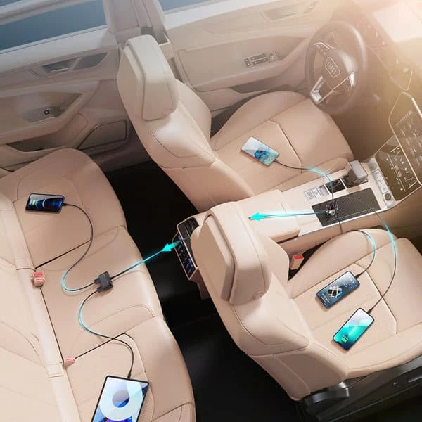 JoyRoom - Punjač za automobil (JR-CL03) - Produžetak priključaka- 5x USB- 6.2 -150 cm - crni