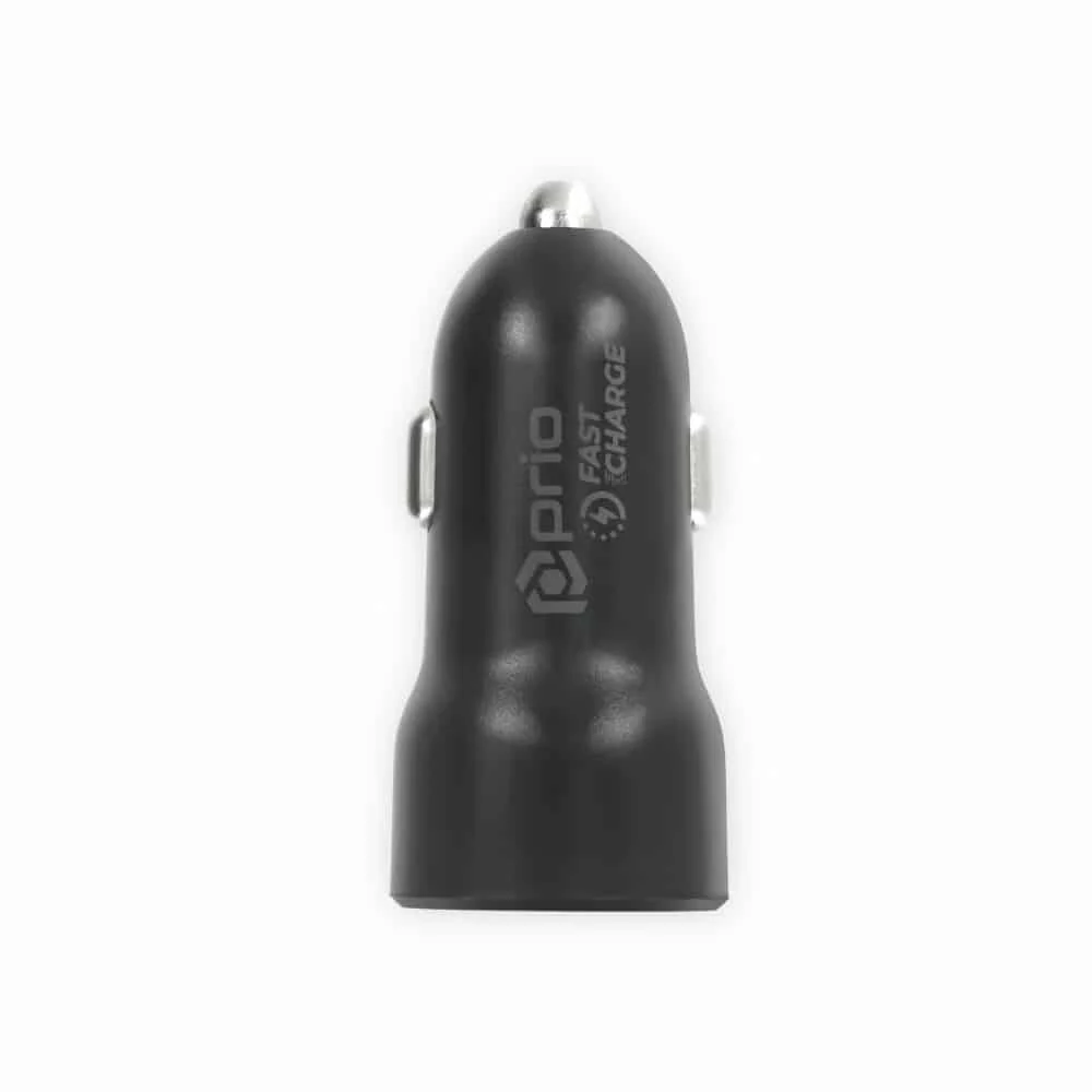 Prio Fast Charge Car Charger 20W PD (USB C) + QC 3.0 (USB ) black