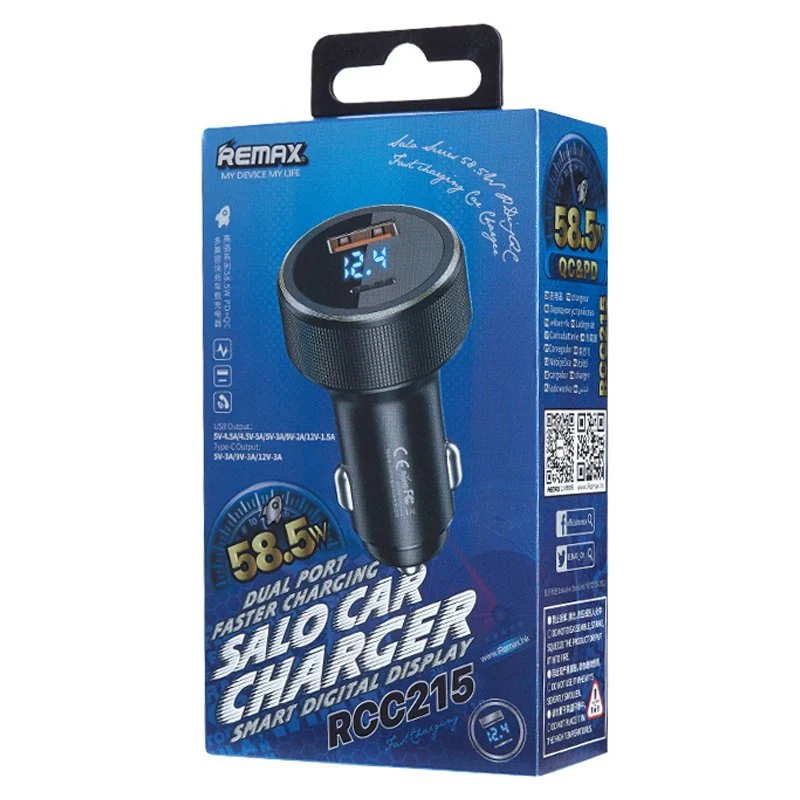 REMAX Salo dual port auto punjač USB / USB tip C 58,5 W 4,5A Power Delivery Quick Charge