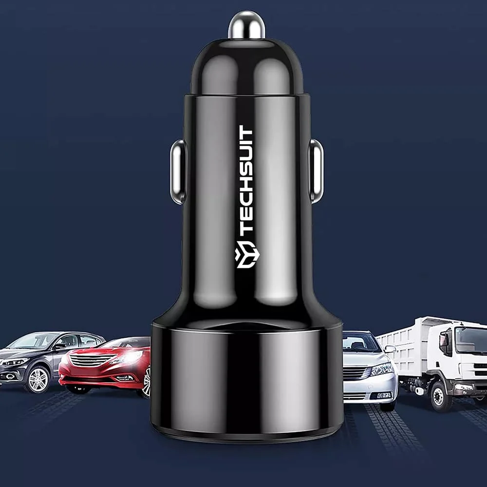 Techsuit - vrhunski auto punjač (CAPD028) - USB- QC 3.0 i USB-C 38 W - crni