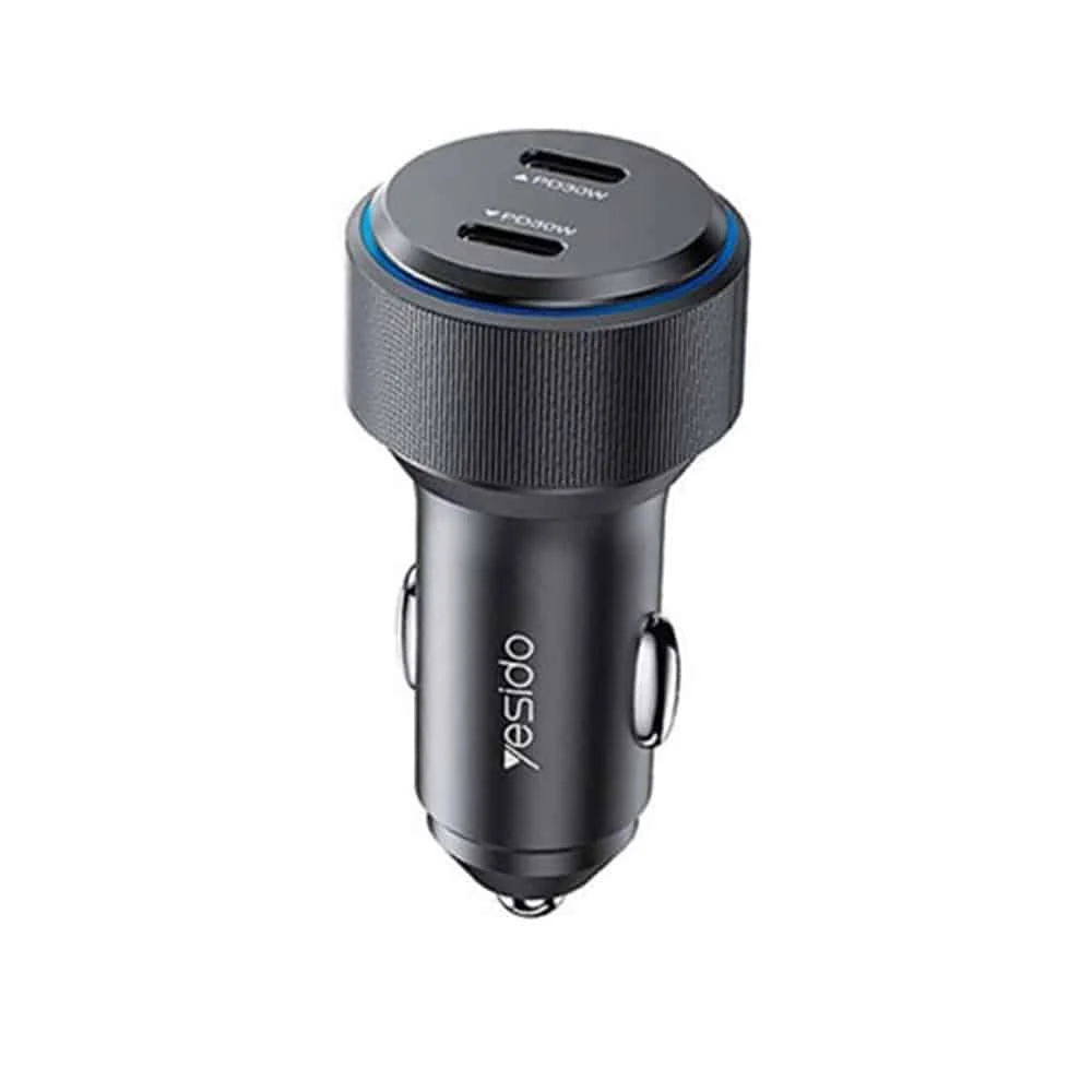 Yesido - Auto punjač (Y48) - 2x Type-C brzo punjenje 60 W - crni