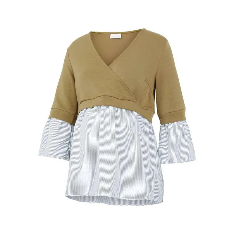 Mamalicious 2-i-1 Vente- og Ammebluse - Støvet Grøn S