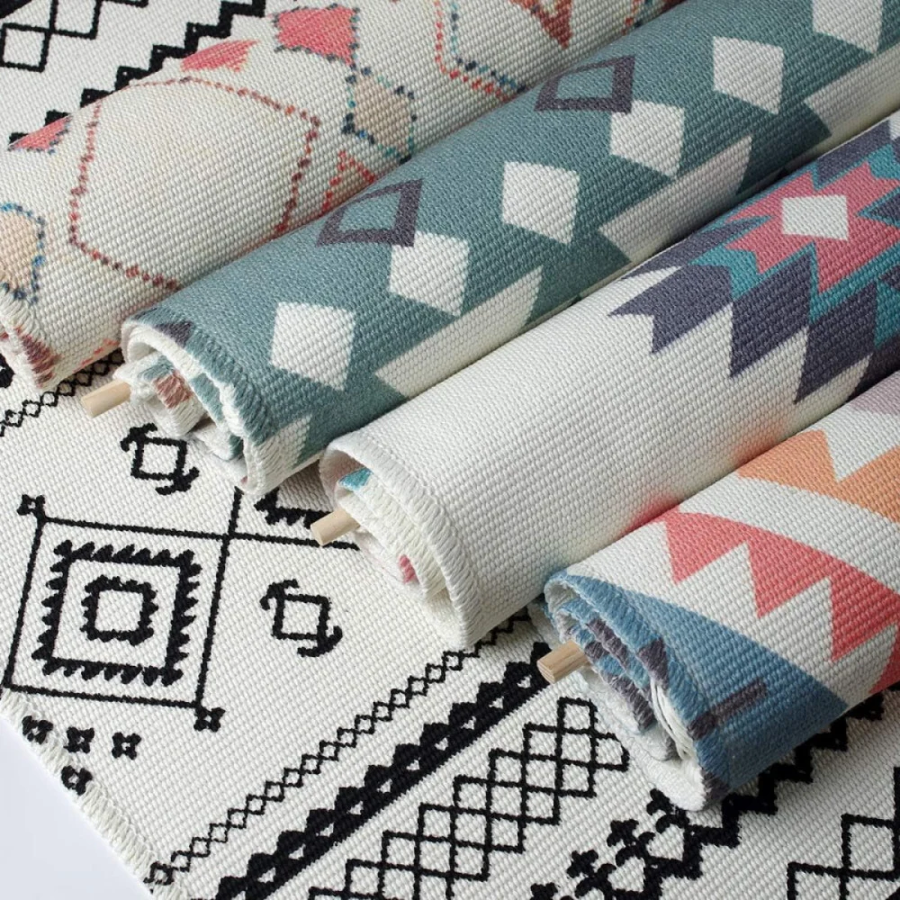 Lomohoo Zidni Tepih s Aztéckim Uzorkom (Bijelo-Crni)