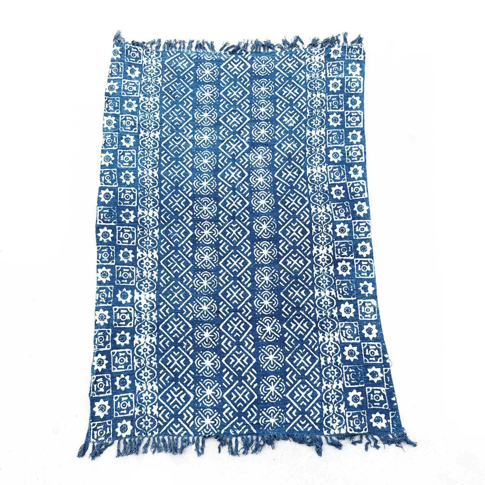 Dekica, boho ručno izrađene indigo pruge 170x120cm