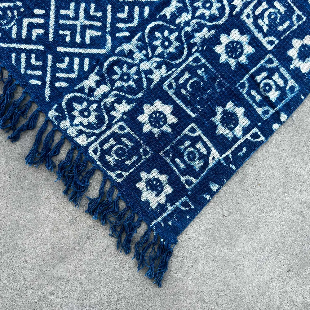 Dekica, boho ručno izrađene indigo pruge 170x120cm