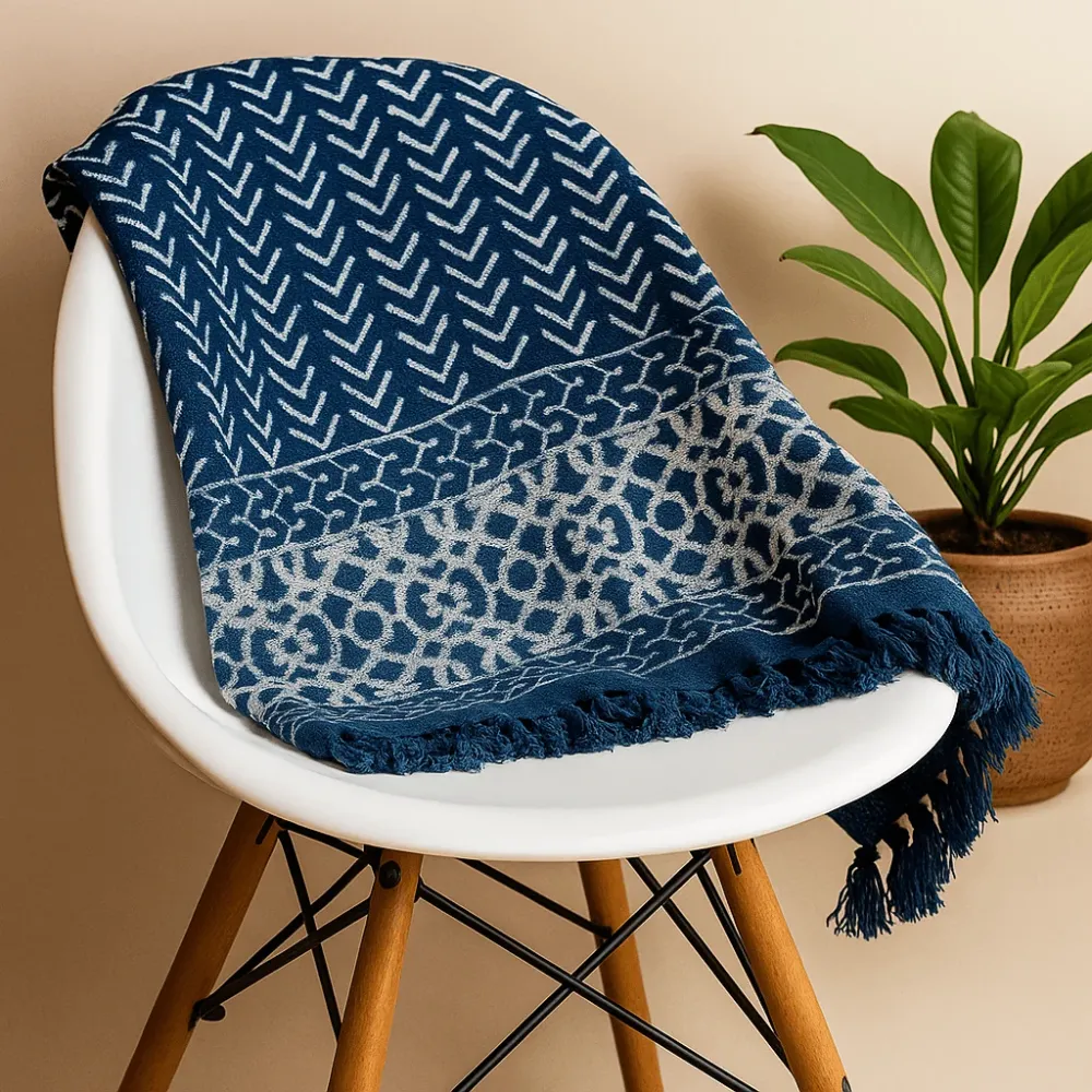 Indigo deka 170x120cm Seedha strelice ručno izrađeno