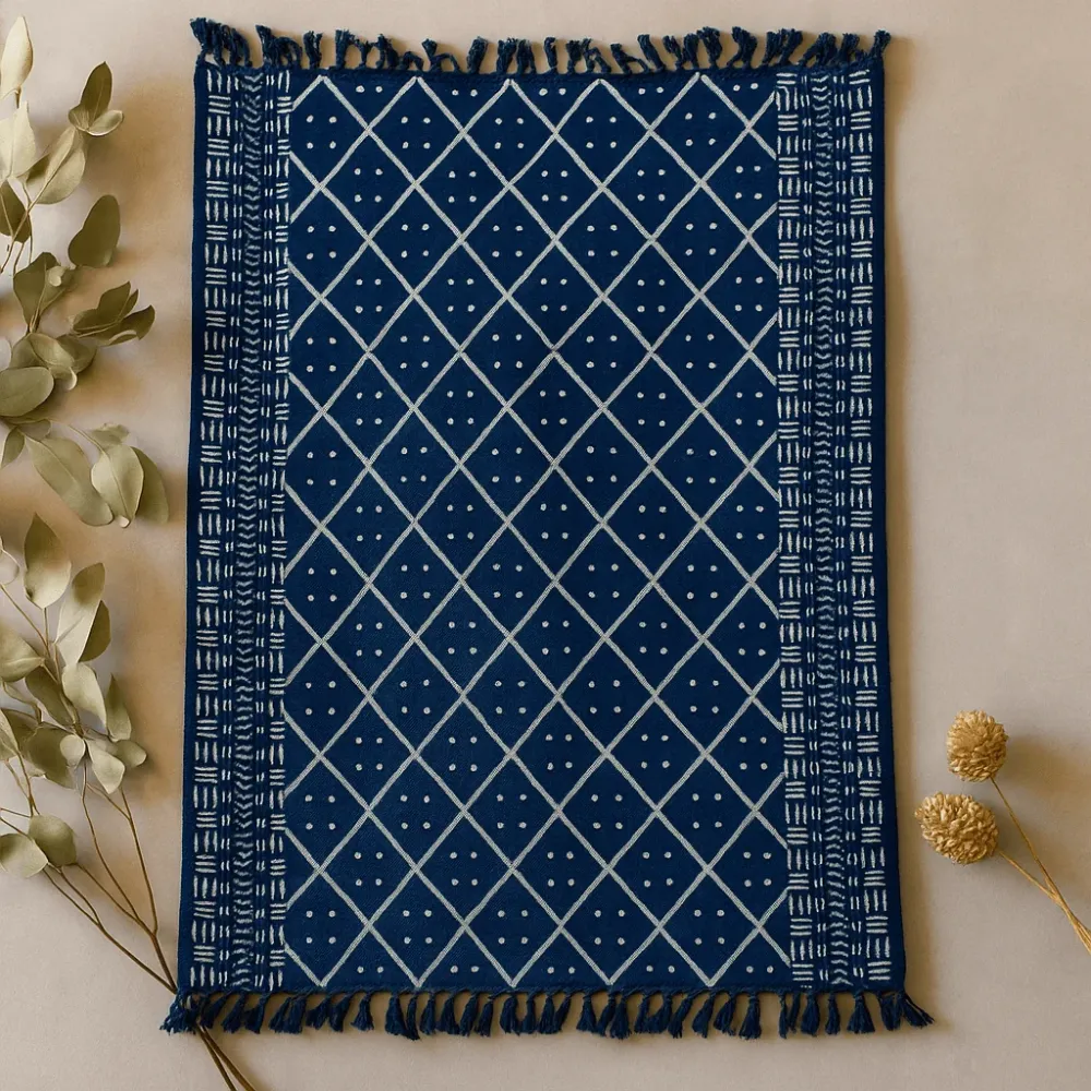 Ručno rađeni indigo prekrivač 170x120cm Midnight Heerak