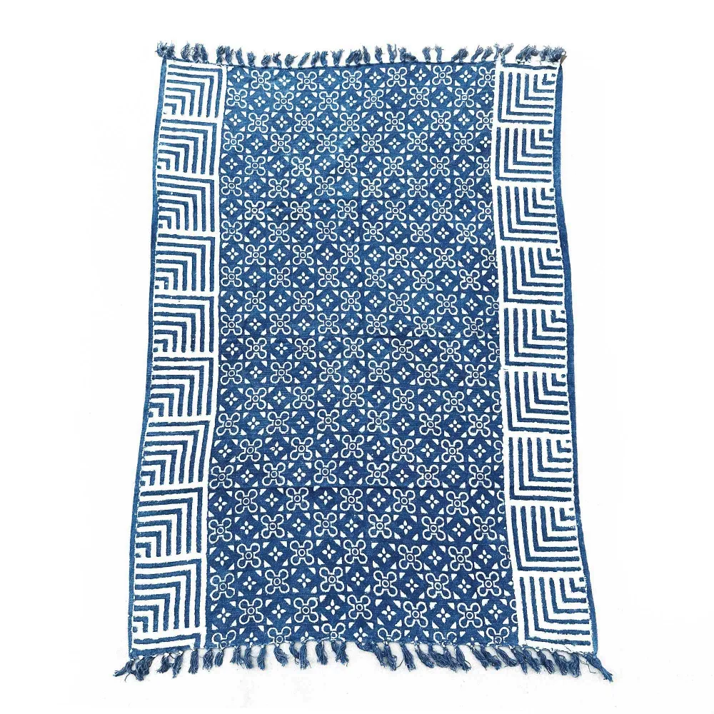 Ručno rađeni prekrivač Indigo Kasba pločice 170x120 cm