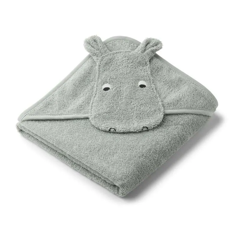 Liewood Albert Badehåndklæde s kapuljačom - Beba - Hippo - Golub - Plava boja