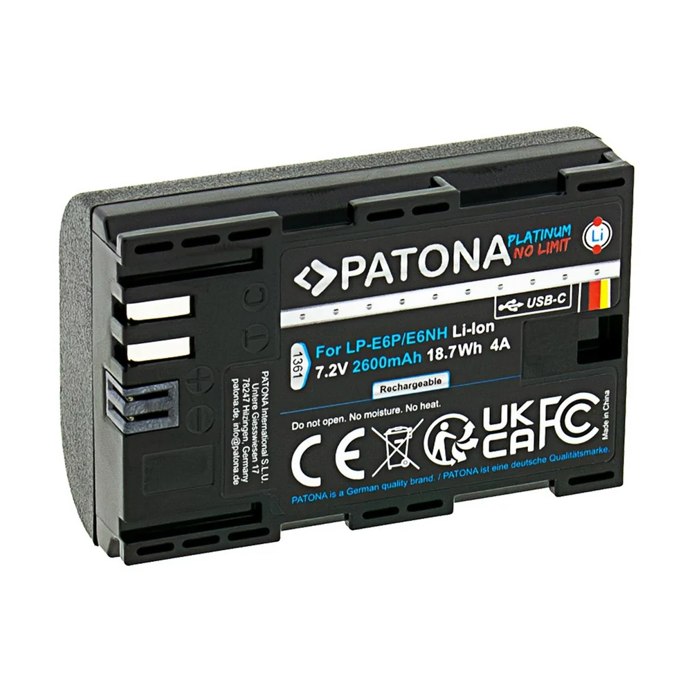 Patona Baterija Canon LP-E6P Platinum USB-C 2600mAh 7,2V