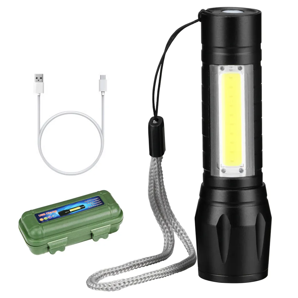 USB Punjiva LED Baterijska Lampa sa COB Bočnim Svetlom