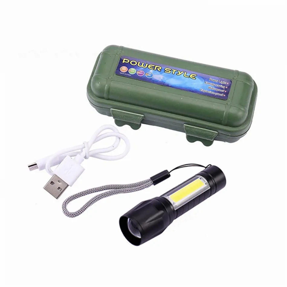 USB Punjiva LED Baterijska Lampa sa COB Bočnim Svetlom