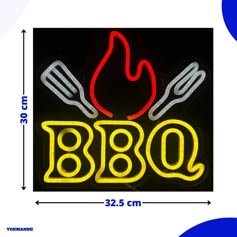 LED oznaka BBQ - USB - 30x32cm