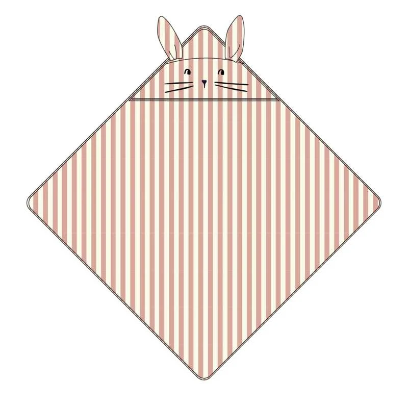 Liewood Albert Badehåndklæde m. Hætte - Coral Blush/Creme de la Creme Stripe