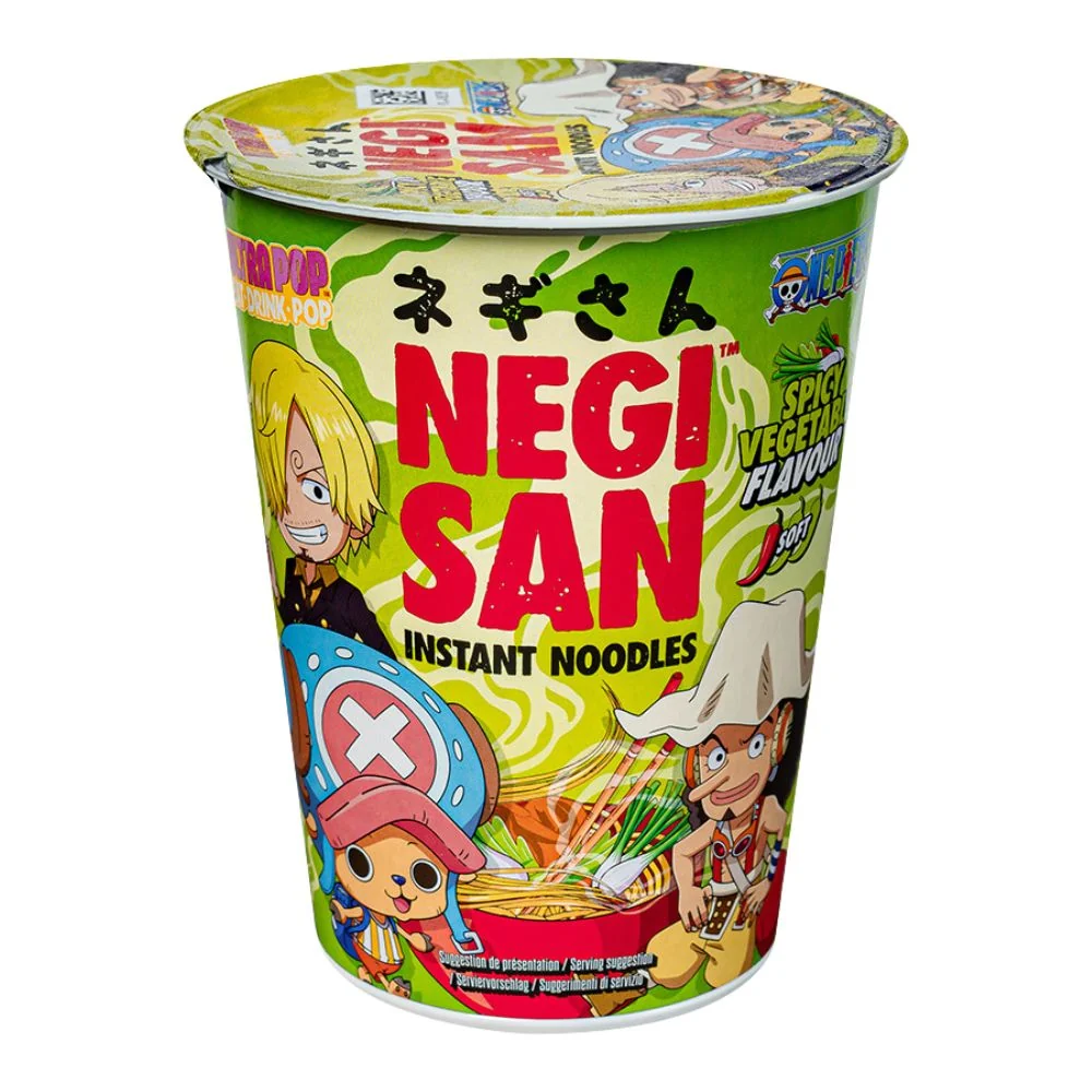 One Piece Ultra Pop Instant Noodles Pikantno povrće od Sanjija, Usoppa i Choppera, pikantni rezanci s okusom povrć od 65g