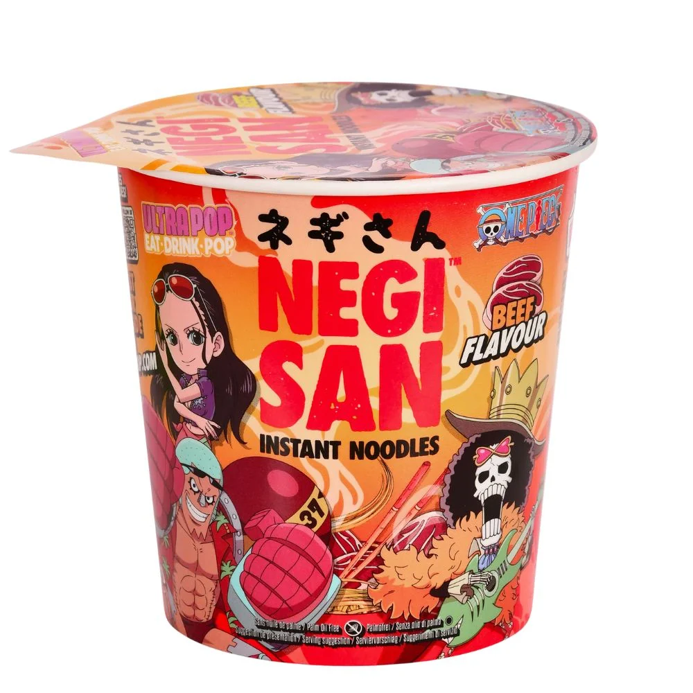 One Piece Ultra Pop Instant Noodles Govedina Robin, Franky, Brook, rezanci s okusom govedine od 65g