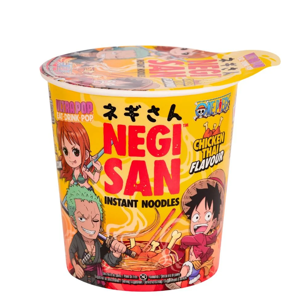 One Piece Ultra Pop Instant Noodles Thai Chicken od Luffyja, Zoroa, Namija, rezanci s okusom piletine od 65g