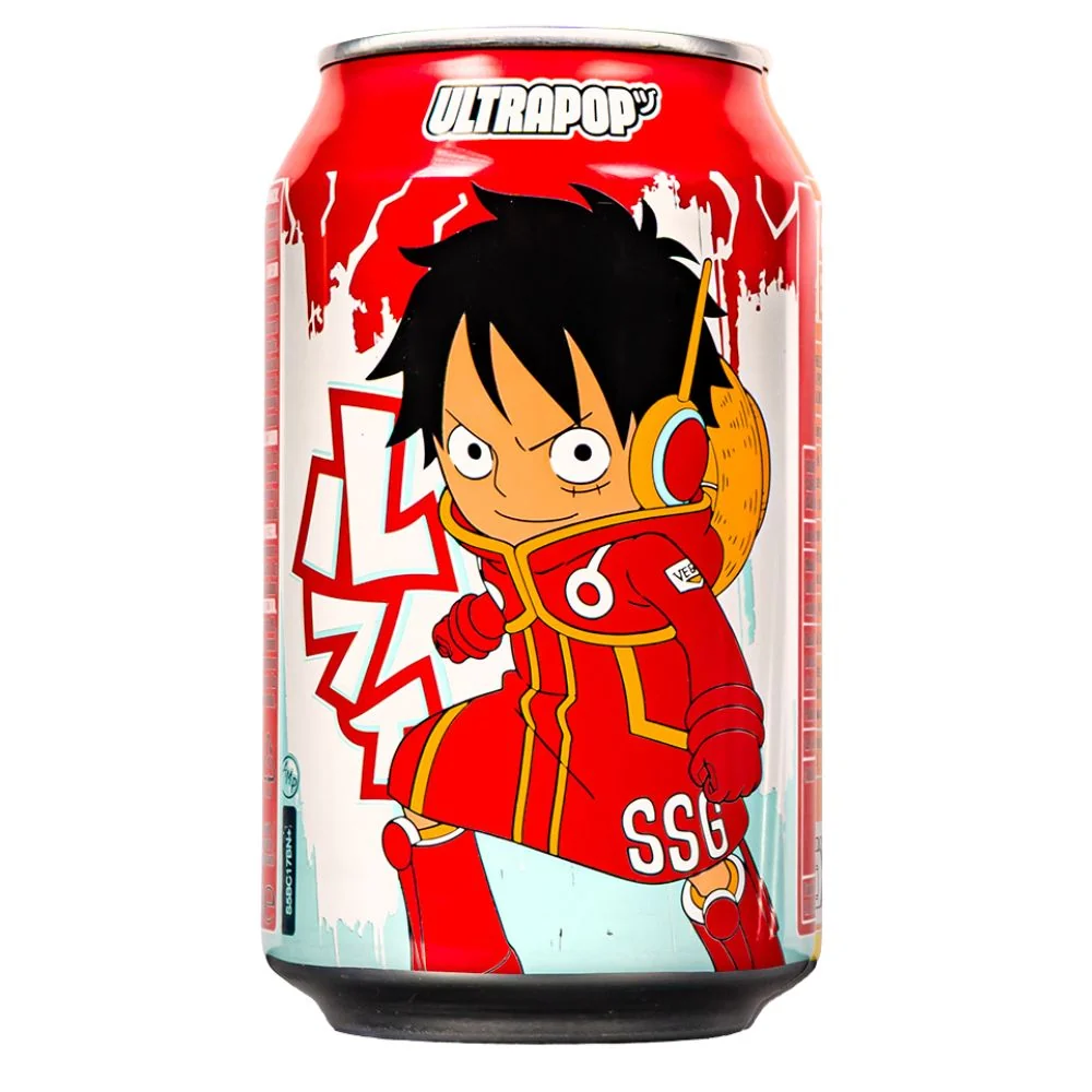 Ultra Pop One Piece Luffy Lemon Strawberry, gazirano piće s okusom limuna i jagode od 330 ml