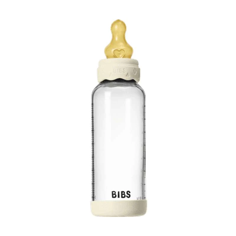 BIBS Bottle - Sutteflaskesæt - Glas - Boheme - Latex/Medium Flow/Rund - 240 ml. - Ivory