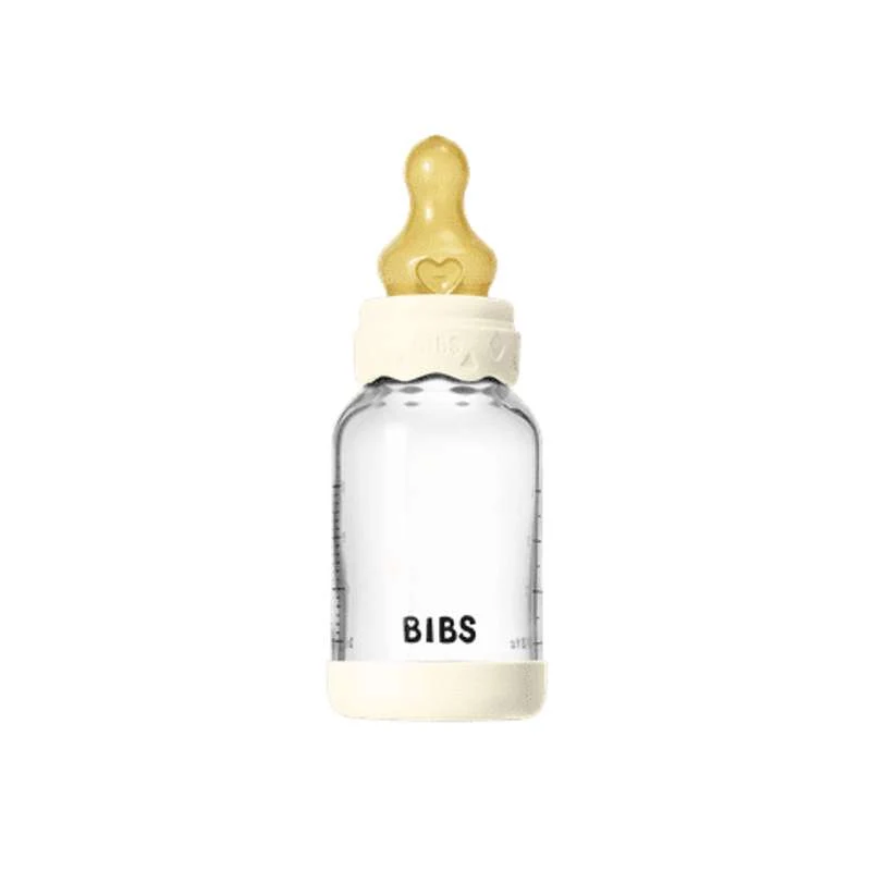 BIBS Bottle - Sutteflaskesæt - Glas - Boheme - Latex/Slow Flow/Rund - 120 ml. - Ivory
