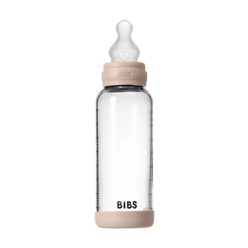 BIBS Bottle - Sutteflaskesæt - Glas - Silikone/Medium Flow/Rund - 240 ml. - Blush