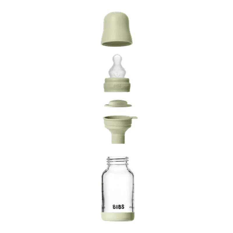 BIBS Bottle - Sutteflaskesæt - Glas - Silikone/Slow Flow/Rund - 120 ml. - Sage