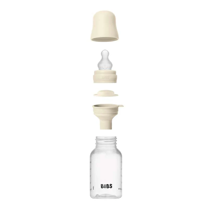 BIBS Bottle - Sutteflaskesæt - Plastik - Silikone/Slow Flow/Rund - 150 ml. - Ivory