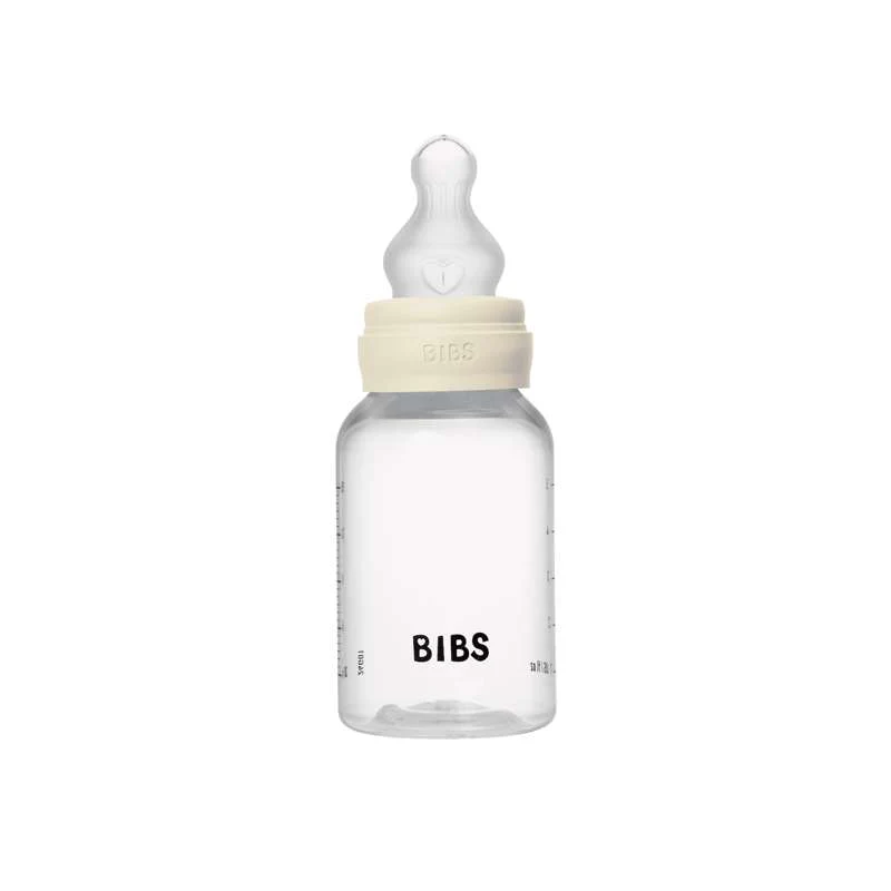 BIBS Bottle - Sutteflaskesæt - Plastik - Silikone/Slow Flow/Rund - 150 ml. - Ivory