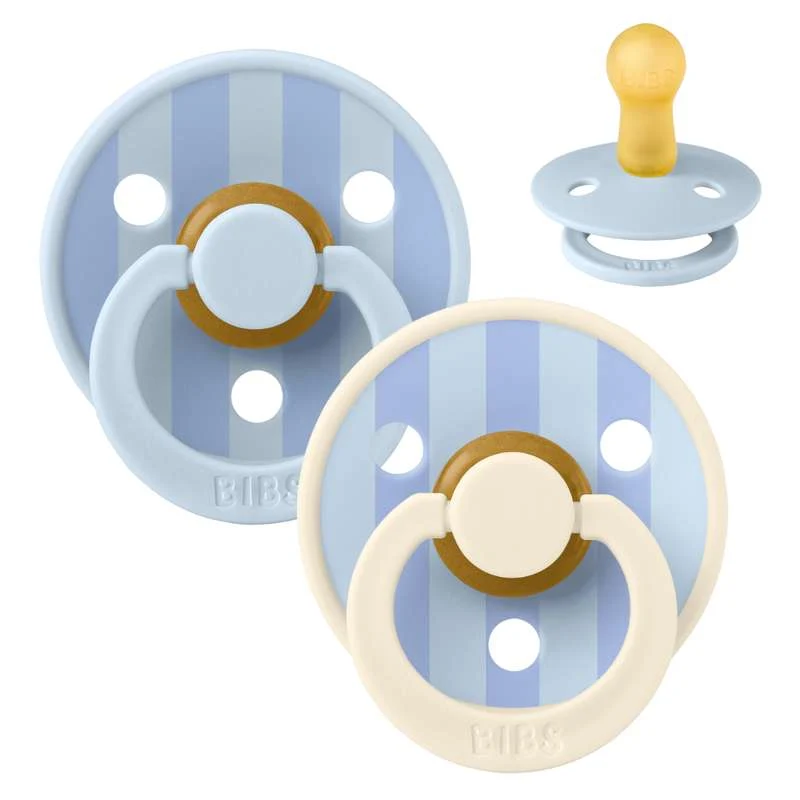 Bibs Okrugla Colour Duda - 2-Pak - vel. 2 - prirodni kaučuk - Studio - Block - Baby Blue/Dusty Blue Mix