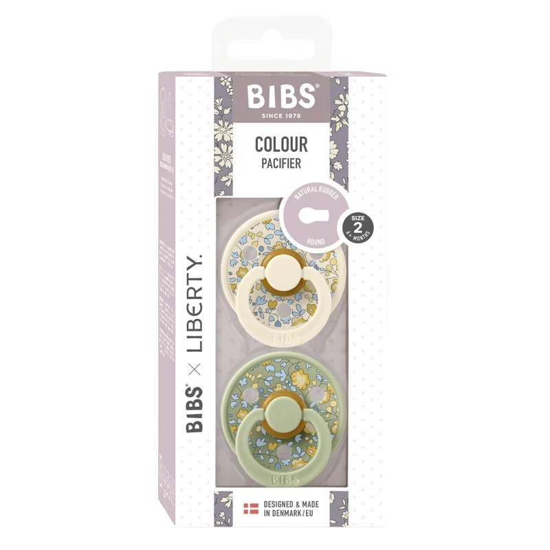 Bibs Okrugla Colour Duda - 2-Pak - vel. 2 - prirodni kaučuk - Liberty - Eloise/Sage Mix